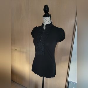 BCBG Ruffled Black Top - size XS